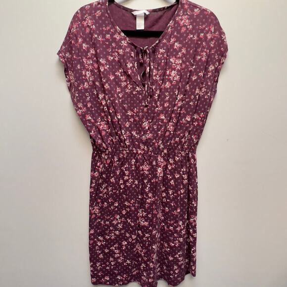 H&M Floral Short Sleeve Knee Length Dress Size M - Picture 1 of 9